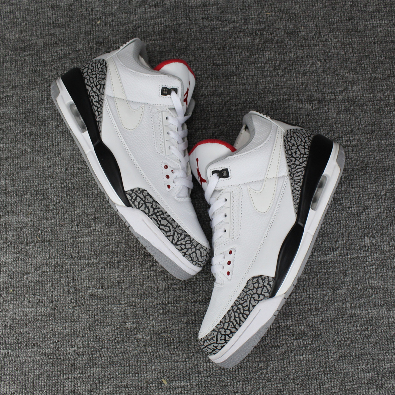 Air Jordan 3 Retro White Cement Grey Black White Swoosh Shoes - Click Image to Close
